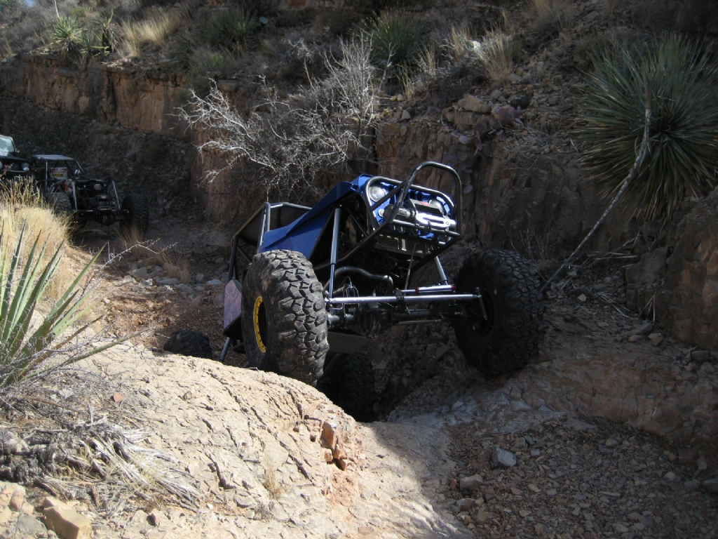 Habanero Falls - NM - Jack climbing out of the Jacuzzi obstacle